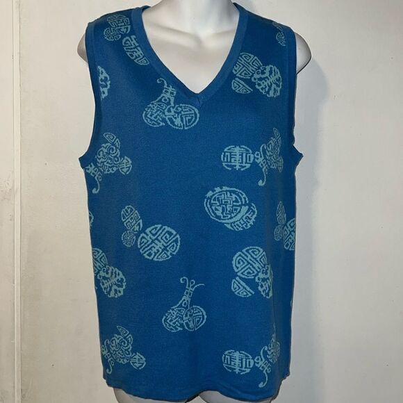 GOODS OF DESIRE Blue Cotton Knit Sweater Vest-M NWT! - Picture 1 of 9